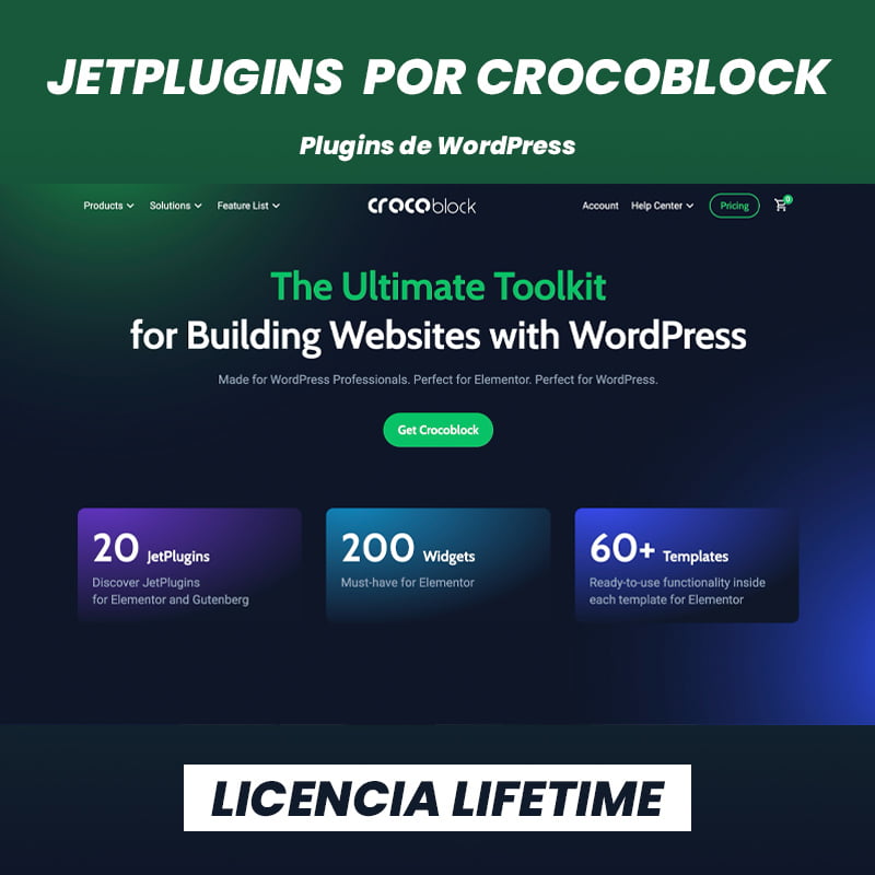 JetPlugins para Elementor, Bricks Builder y Gutenberg por Crocoblock